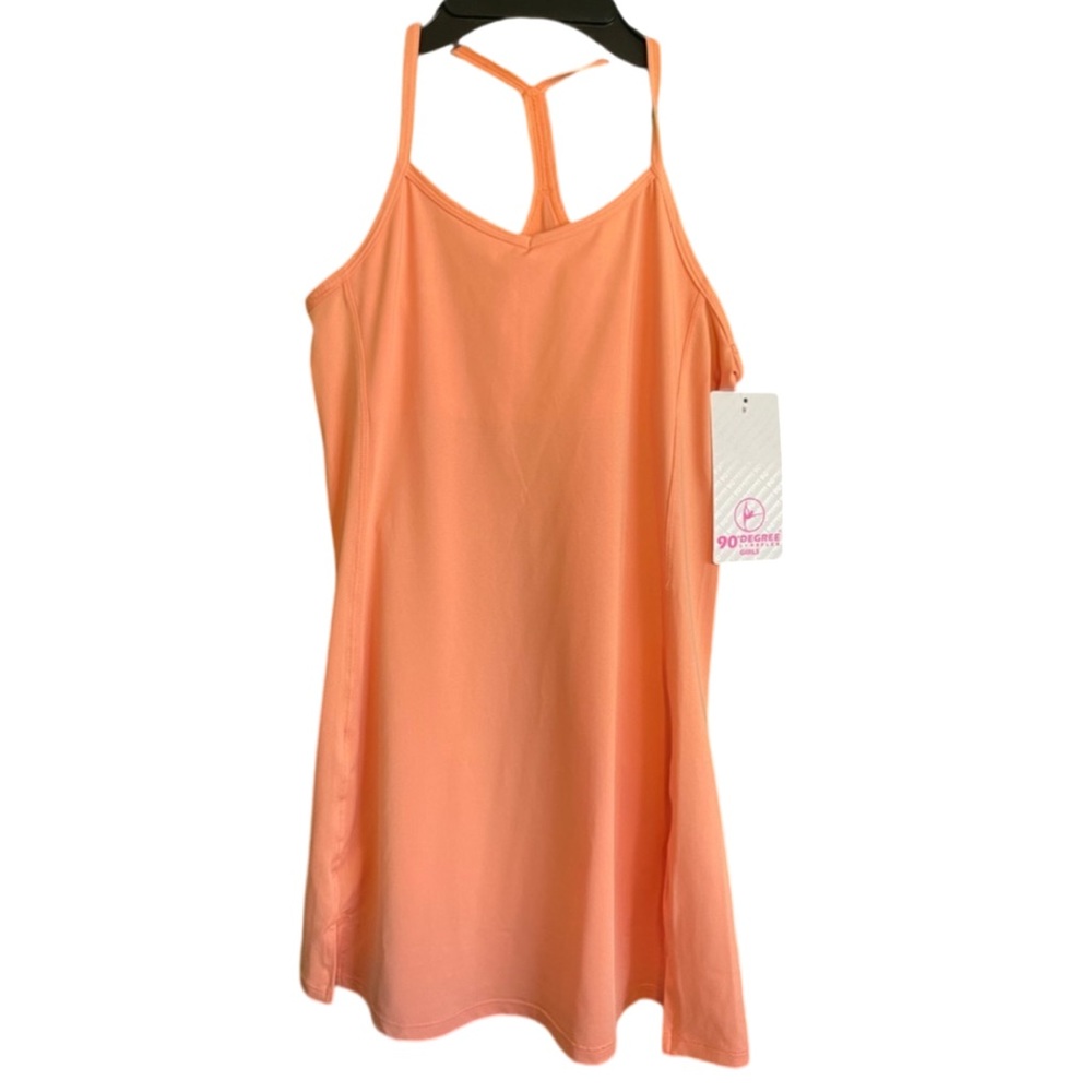 90 Degree By Reflex Girls Medium Peach Pink Athletic Dress Size NWT